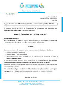 Indizione corso Arbitro Associato